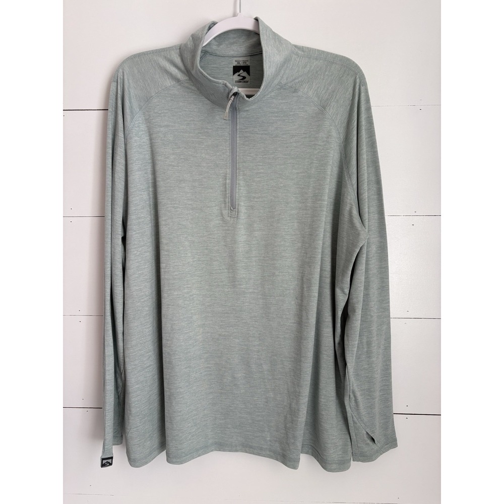 Storm Creek Womens  3XL  Pullover 1/4‎ Zip Grey/Green Longsleeve Athletic Wear